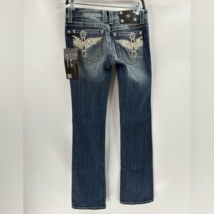 Miss me buckle Y2K 2000s beaded embroidered bling cross wings size 29x34.5 long